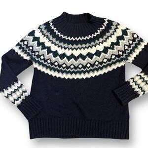 Banana Republic Navy and White Fair Isle Sweater